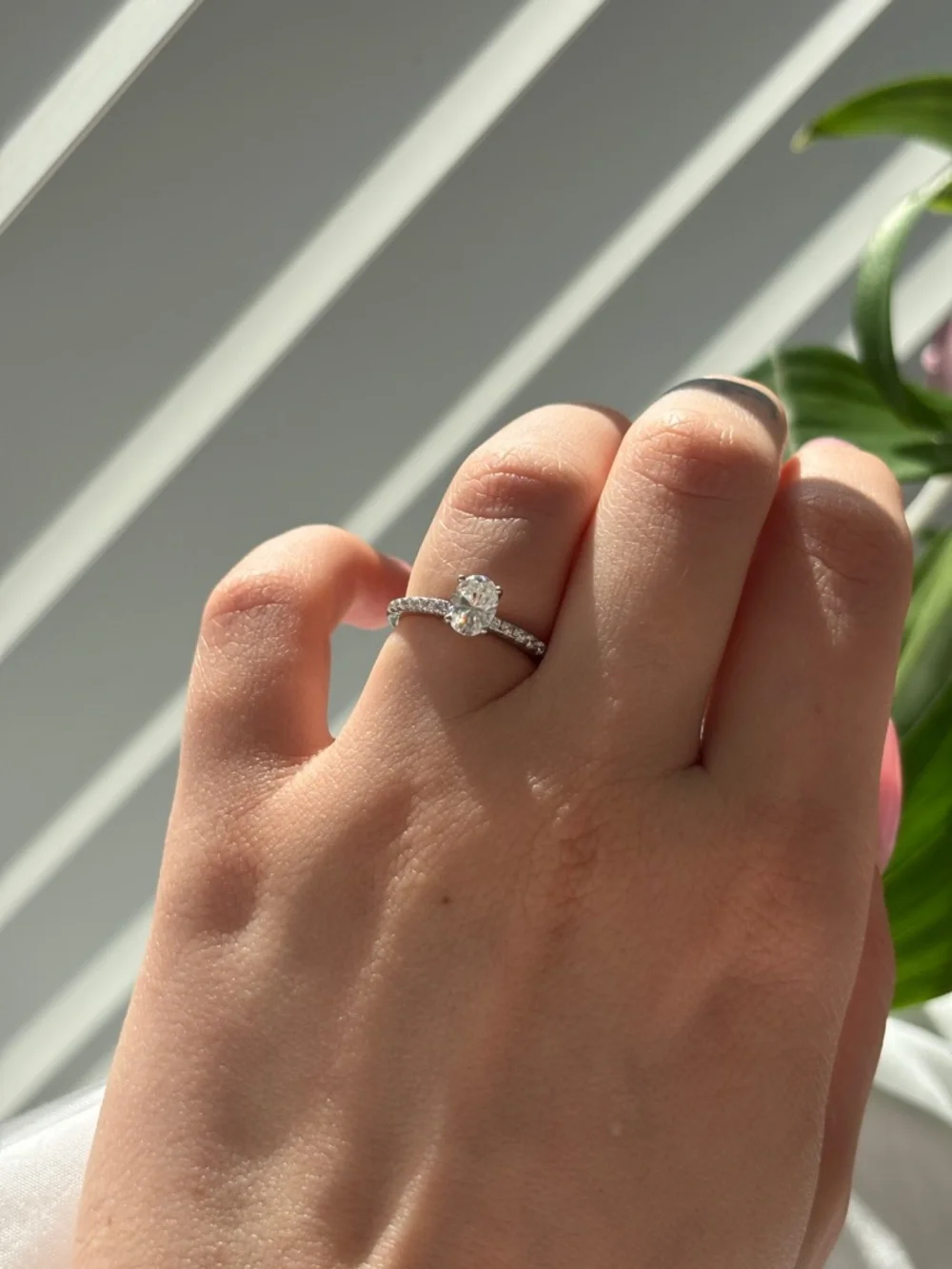 Moissanite Solitaire Pavé Engagement Ring - Silver 925 - Picture 2 of 5